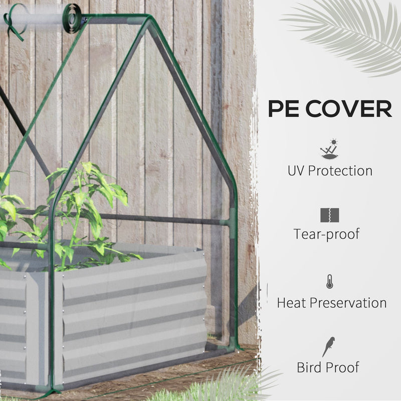 Steel Garden Bed with Greenhouse 127x95x92cm