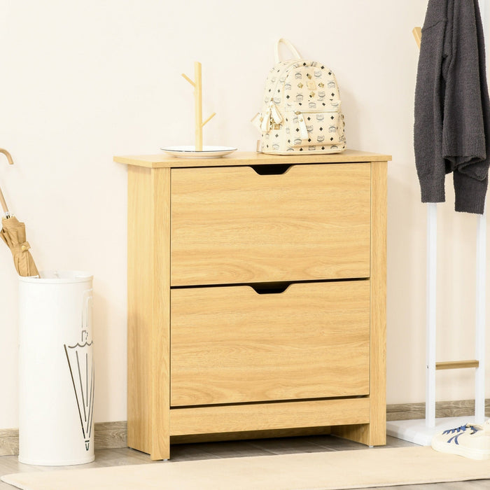 Shoe Storage Cabinet, 4 Shelves 2 Drawers - Modern Unit