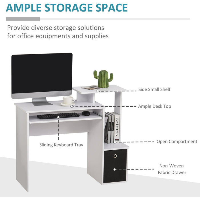 Compact Gaming PC Desk with Keyboard Tray & Drawer Shelf