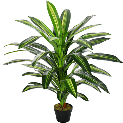 Artificial Dracaena Tree with Pot for Low Maintenance Indoor Greenery 110 cm Green Outsunny