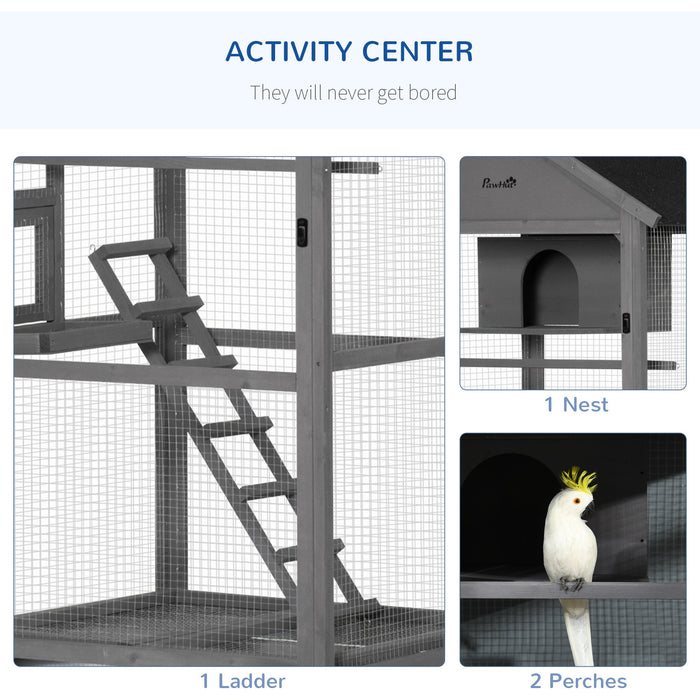 Outdoor Bird Cage, Wheel Perch, Nest Ladder, 86x78x180cm