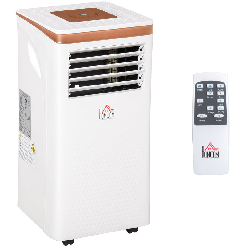 HOMCOM 9000 BTU 4-In-1 Compact Portable Mobile Air Conditioner Unit Cooling Dehumidifying Ventilating w/ Fan Remote LED 24 Hr Timer Auto Shut-Down Homcom