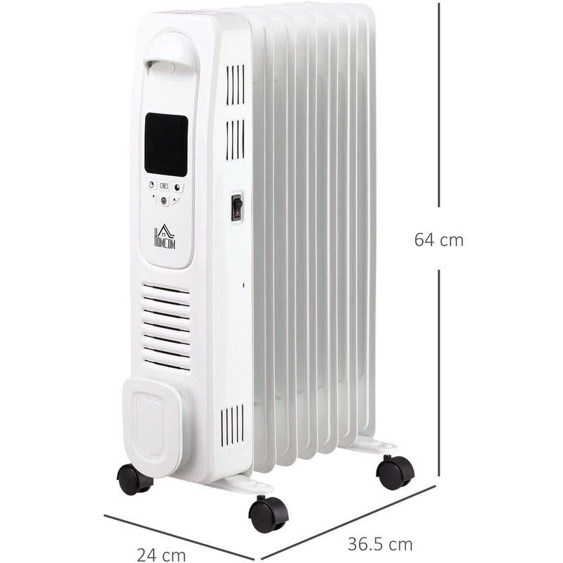 Oil Filled Radiator, LED Display, 3 Settings, Remote, 1630W