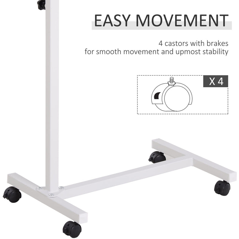 Adjustable Overbed Chair Table with Lockable Castors
