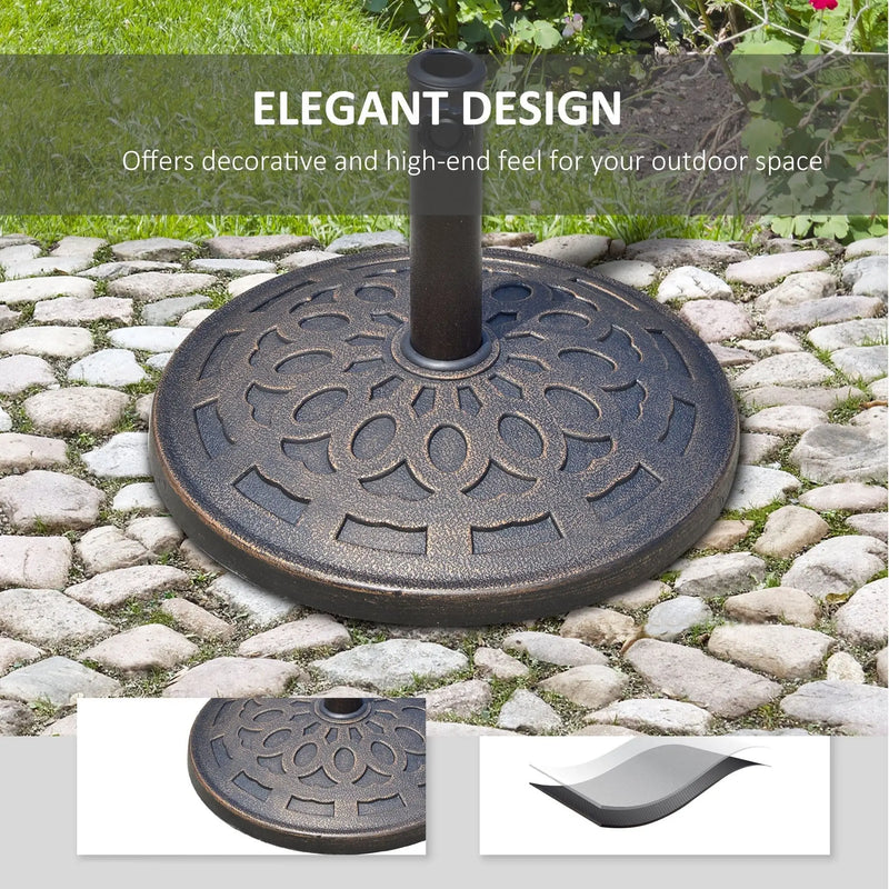 Outdoor Umbrella Stand, 14kg Bronze Resin Outsunny