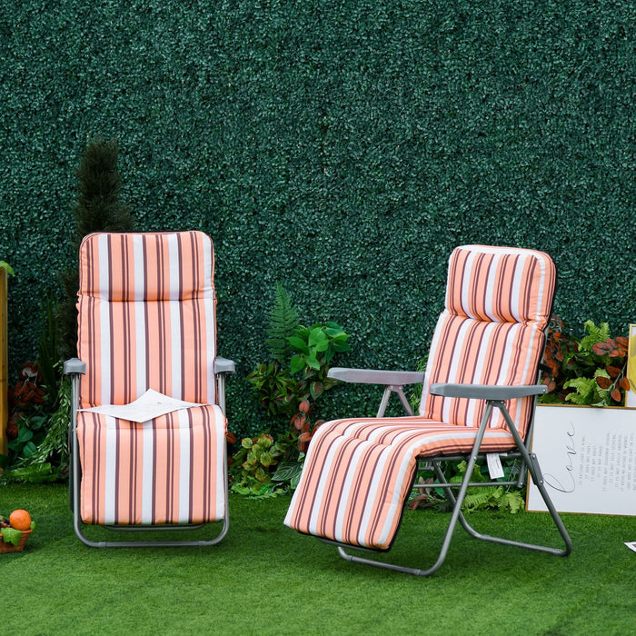 Set of 2 Padded Reclining Garden Chairs