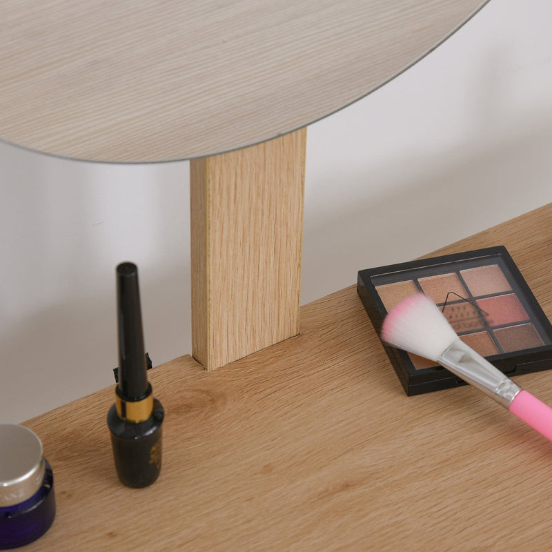 Modern Dressing Table With Round Mirror