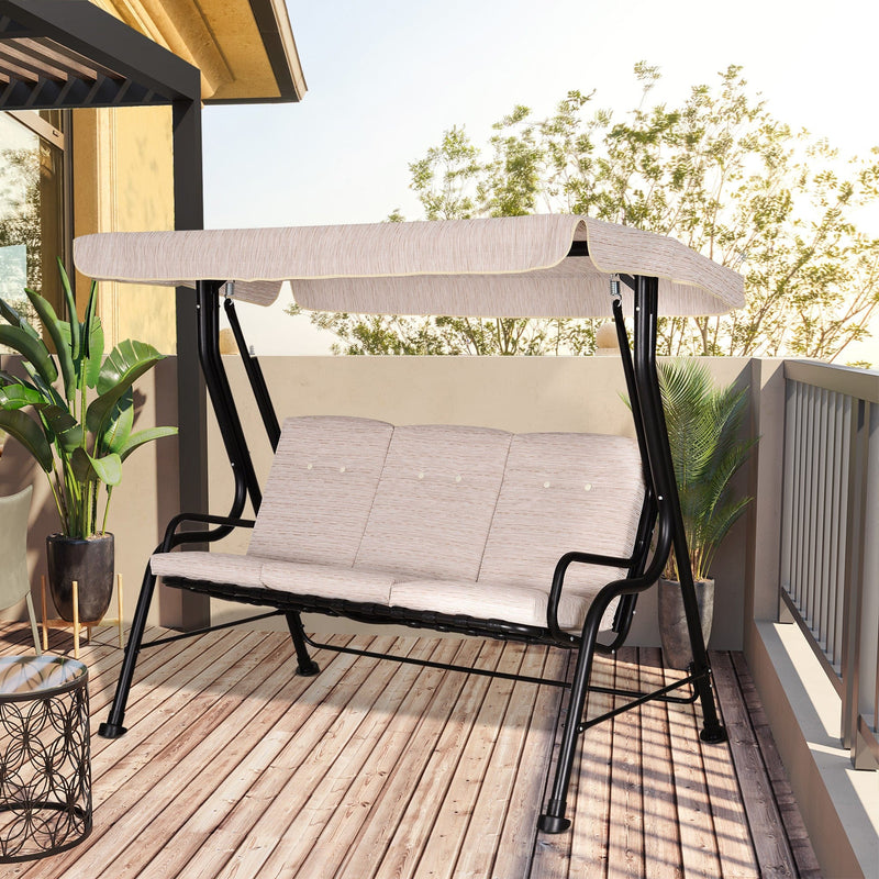 3 Seater Garden Swing Chair Hammock With Canopy, Bed Outsunny