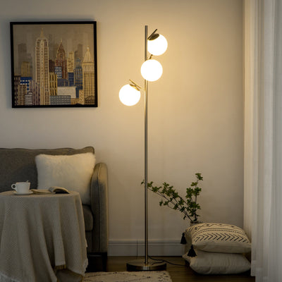 Silver 3-Light Tree Floor Lamp: Globe Shades Homcom