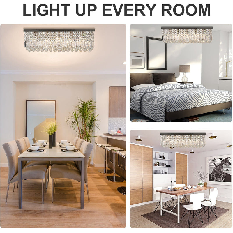 Square Silver Crystal Chandelier, E14 Base