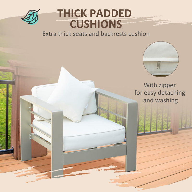 Garden Furniture Sofa and Table, Gold Frames, Cream Cushions Outsunny