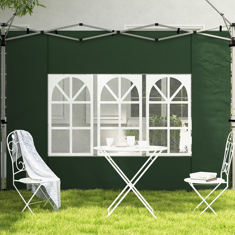 Outsunny Gazebo Side Panels, Sides Replacement with Window for 3x3(m) or 3x4m Pop Up Gazebo, 2 Pack, Green Outsunny