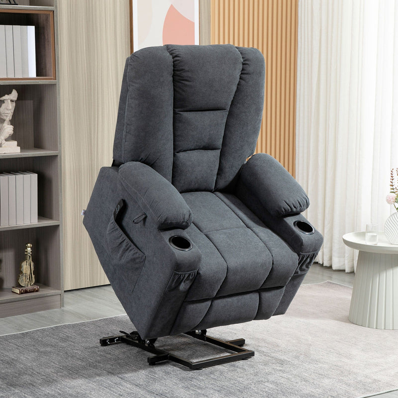 Elderly Riser & Recliner Chair, Fabric, Remote, Grey
