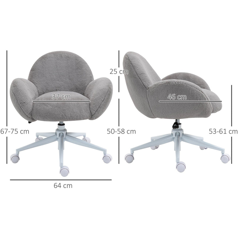 Image of a Grey Fluffy Wheelie Office Chair with Armrests