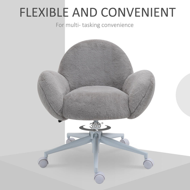 Image of a Grey Fluffy Wheelie Office Chair with Armrests
