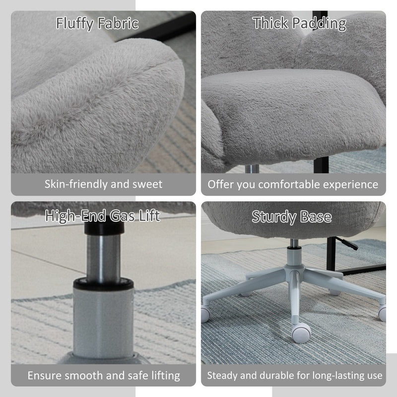 Image of a Grey Fluffy Wheelie Office Chair with Armrests