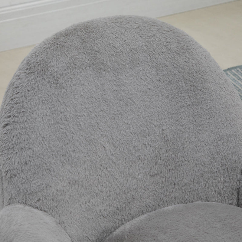 Image of a Grey Fluffy Wheelie Office Chair with Armrests