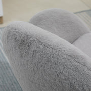 Image of a Grey Fluffy Wheelie Office Chair with Armrests