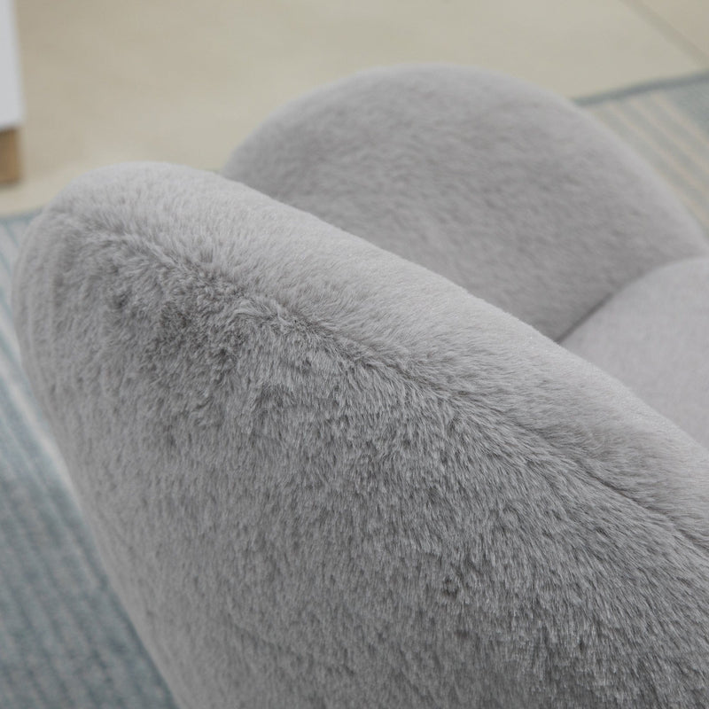 Image of a Grey Fluffy Wheelie Office Chair with Armrests