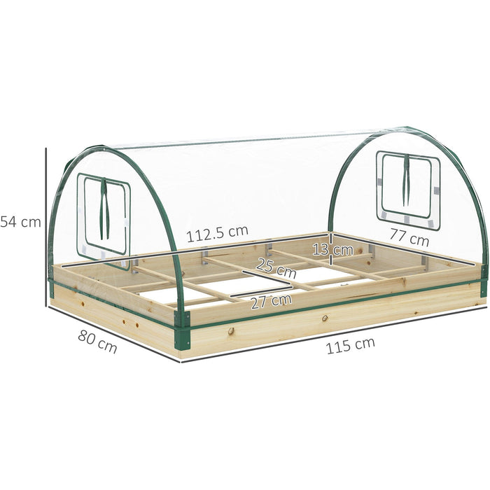 Wooden Raised Bed Greenhouse with PVC Cover