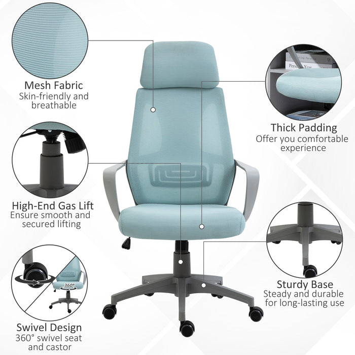 Swivel Office Chair With Wheels, Ergonomic Mesh Back