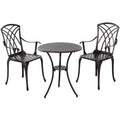 Bistro Set for Small Balconies with Stable Table and Chairs Adjustable Feet Brown Outsunny