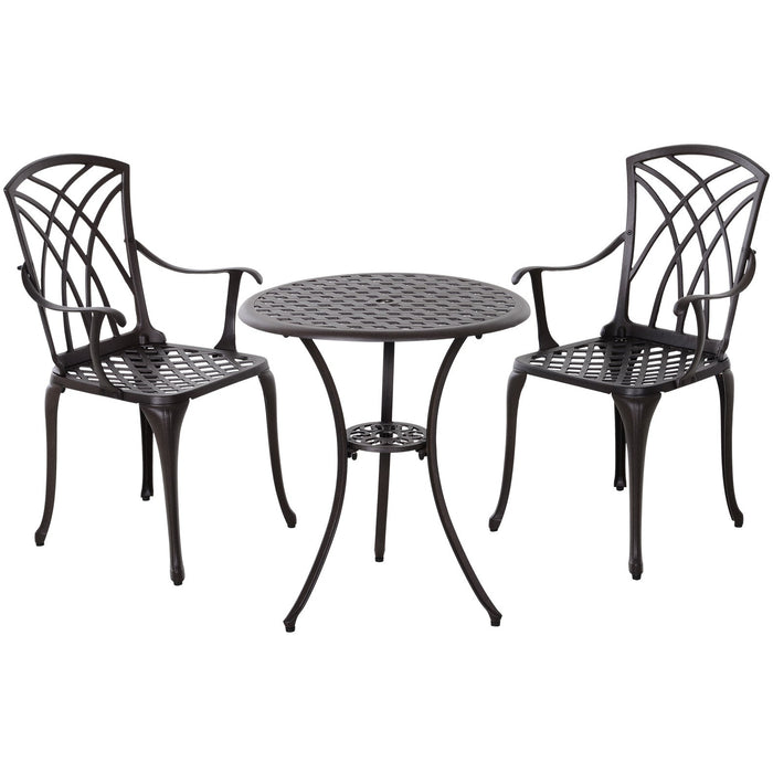 Cast Aluminium 3pc Garden Bistro Set, Brown