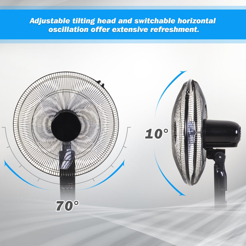HOMCOM Oscillating Floor Fan W/ Remote Control-Standing Cooling Machine Indoor Air Refresher w/ Adjustable Height, Speed Mode, 7.5-Hour Timer Black Homcom