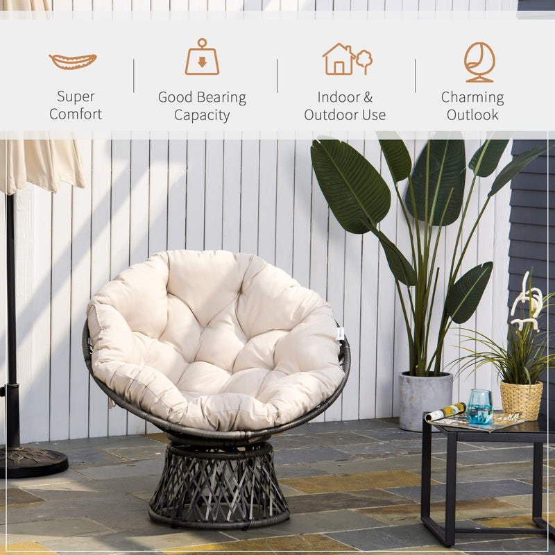 360° Swivel Rattan Garden Chair with Padded Cushion Outsunny