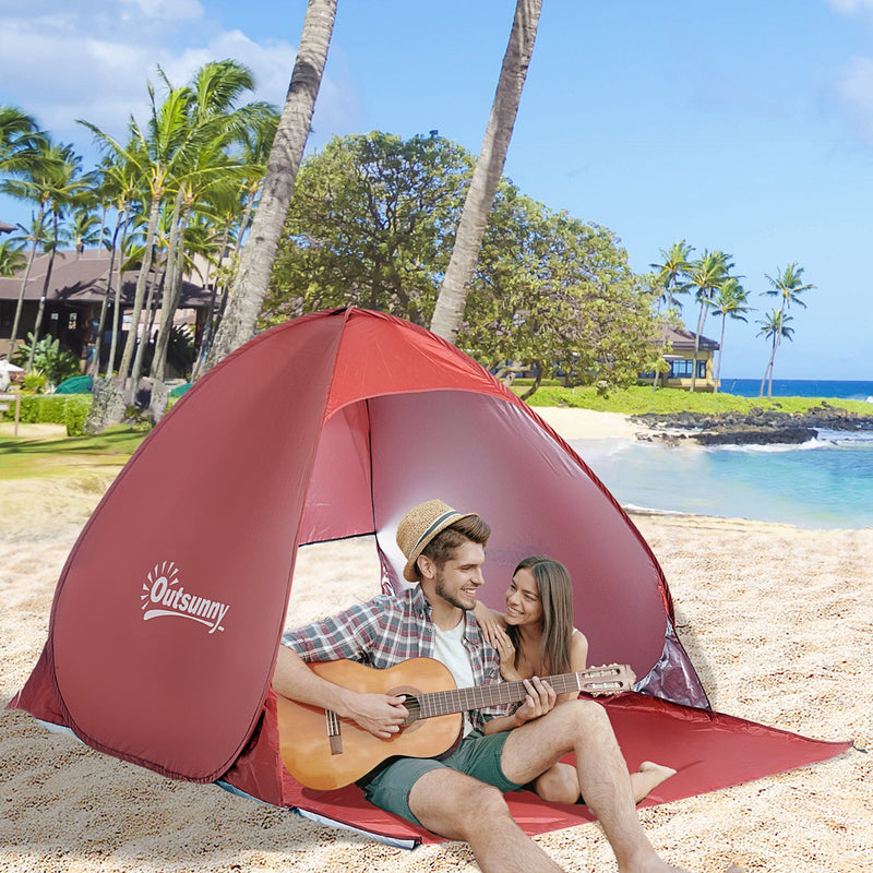 Pop Up Beach Shelter for 2-3 People, Red