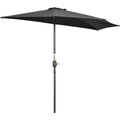 Outsunny 2.7m Balcony Half Parasol 5 Steel Ribs Construction Garden Outdoor Umbrella Black Outsunny