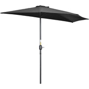 Outsunny 2.7m Balcony Half Parasol 5 Steel Ribs Construction Garden Outdoor Umbrella Black Outsunny