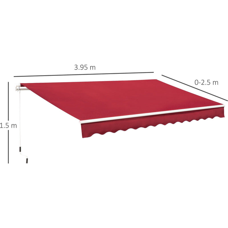 Awning Canopy Retractable, Manual Operation, 4x2.5m