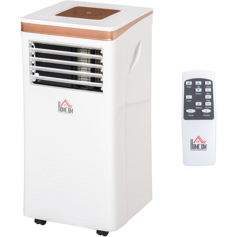 HOMCOM 10000 BTU 4-In-1 Compact Portable Mobile Air Conditioner Unit Cooling Dehumidifying Ventilating w/ Fan Remote LED 24 Hr Timer Auto Shut-Down Homcom
