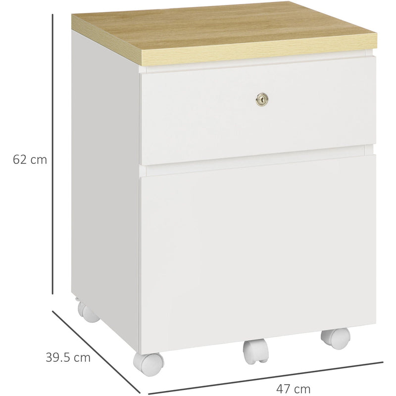 2-Drawer Mobile Filing Cabinet, White