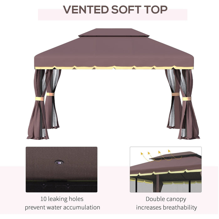 Large Gazebo With Sides, Aluminium Frame Party Tent, 4x3m