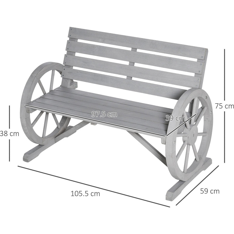 Wagon Wheel Garden Bench Outsunny