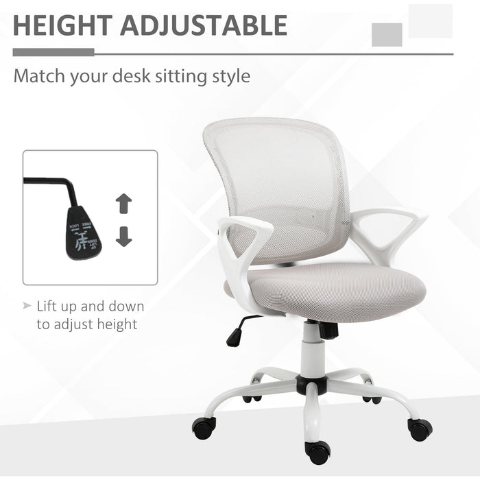 Grey Mesh Office Chair with Lumbar Support & Armrests