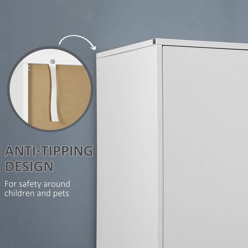 White 2-Door Wardrobe with Drawers & Hanging Rod