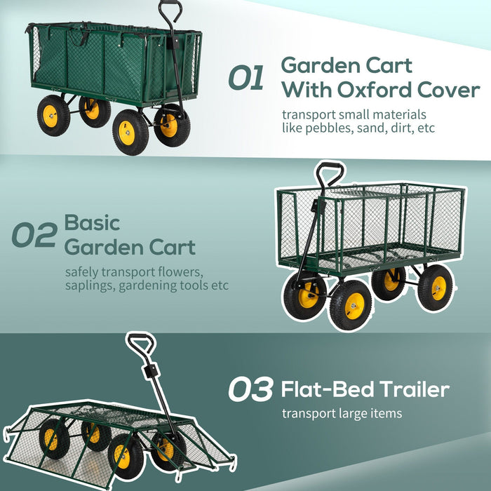 4 Wheel Heavy Duty Garden Trolley, Green