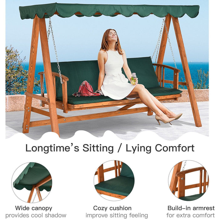 Premium Wooden 3 Seater Garden Swing Day Bed