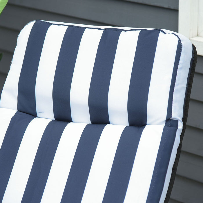 Set of 2 Garden Recliner Chairs, Blue Stripes