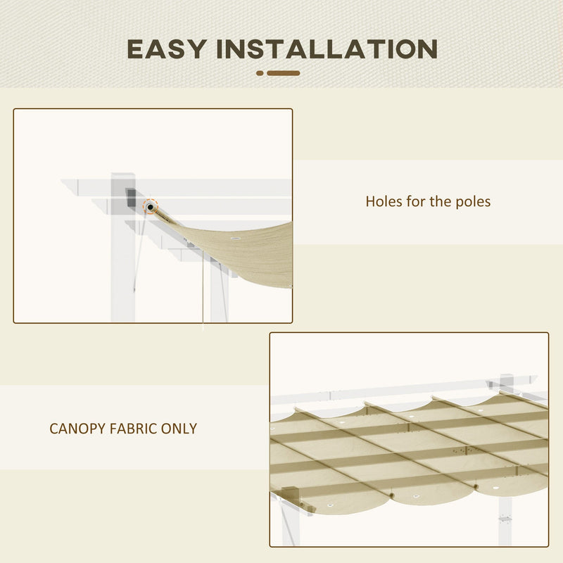 Outsunny Retractable Pergola Shade Cover, Replacement Canopy for 4 x 3 (m) Pergola, Retractable Roof, Beige Outsunny