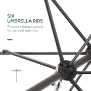 2m Patio Parasol - Outdoor Sun Shade, 6 Ribs Outsunny