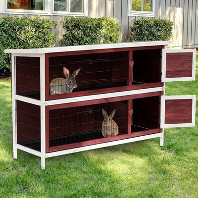 Large Wooden Rabbit Hutch Pawhut