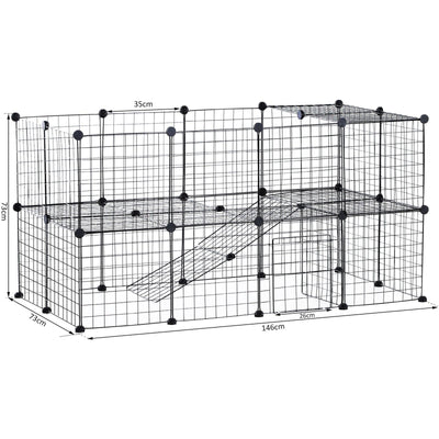 Metal Wire Guinea Pig & Rabbit Playpen, 36 Panels, Black Pawhut