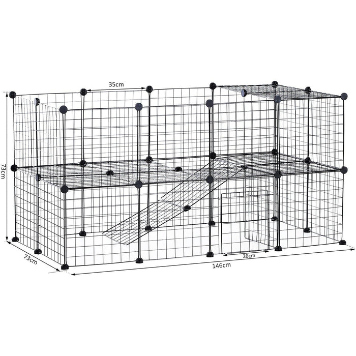 Metal Wire Guinea Pig & Rabbit Playpen, 36 Panels, Black