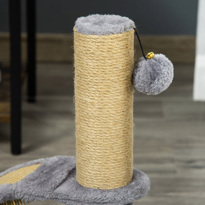 Cat Tree Tower, Jute Post, Massage Board, 34x24x43cm, Grey