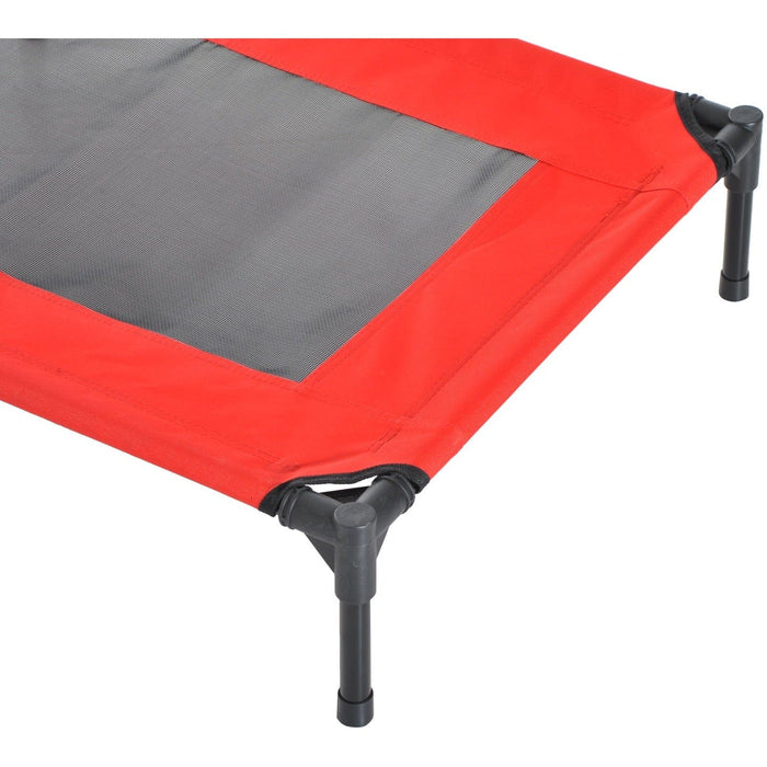 Elevated Camping Pet Bed, Metal Frame, Black/Red