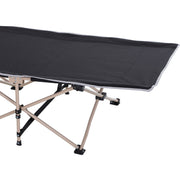 Outsunny Single Person Camping Folding Cot Outdoor Patio Portable Military Sleeping Bed Travel Guest Leisure Fishing with Side Pocket, Black Outsunny